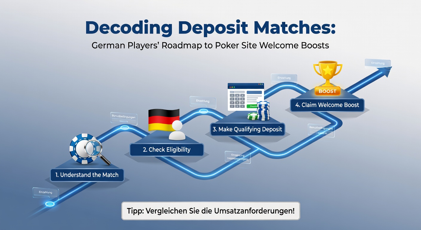 Deutscher Spieler am Laptop mit Poker-Software und Bonus-Tracker, illustrierend den Umsatzprozess bei Deposit-Matches