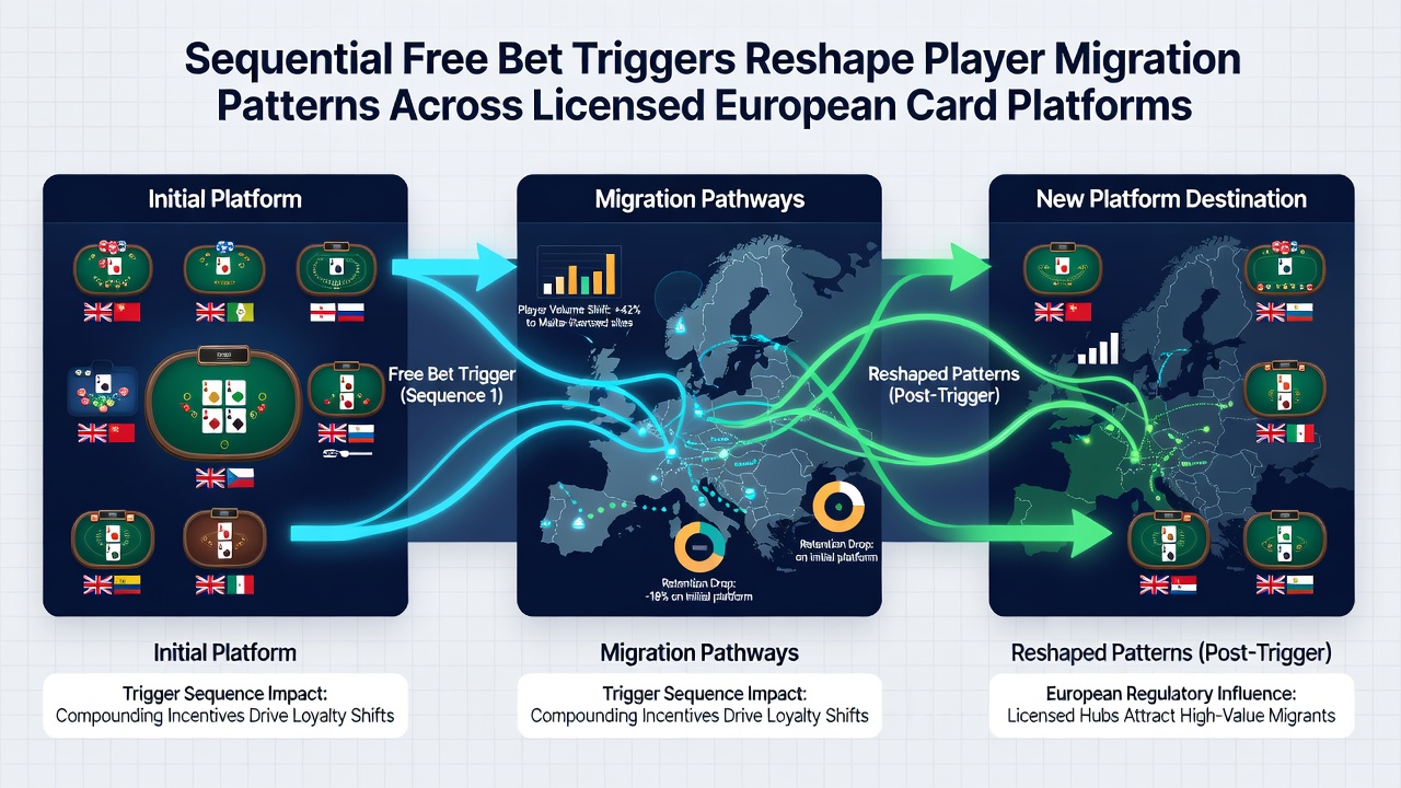 Grafik zu Migrationsmustern und Bonussequenzen auf europäischen Kartenspielplattformen im Jahr 2026