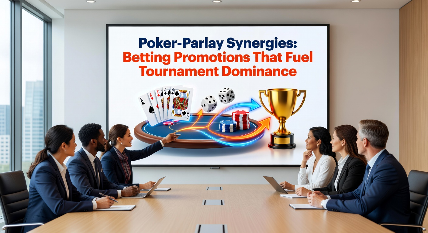 Dynamische Darstellung eines Spielers am Poker-Tisch mit überlagerten Parlay-Quoten und Promotion-Icons